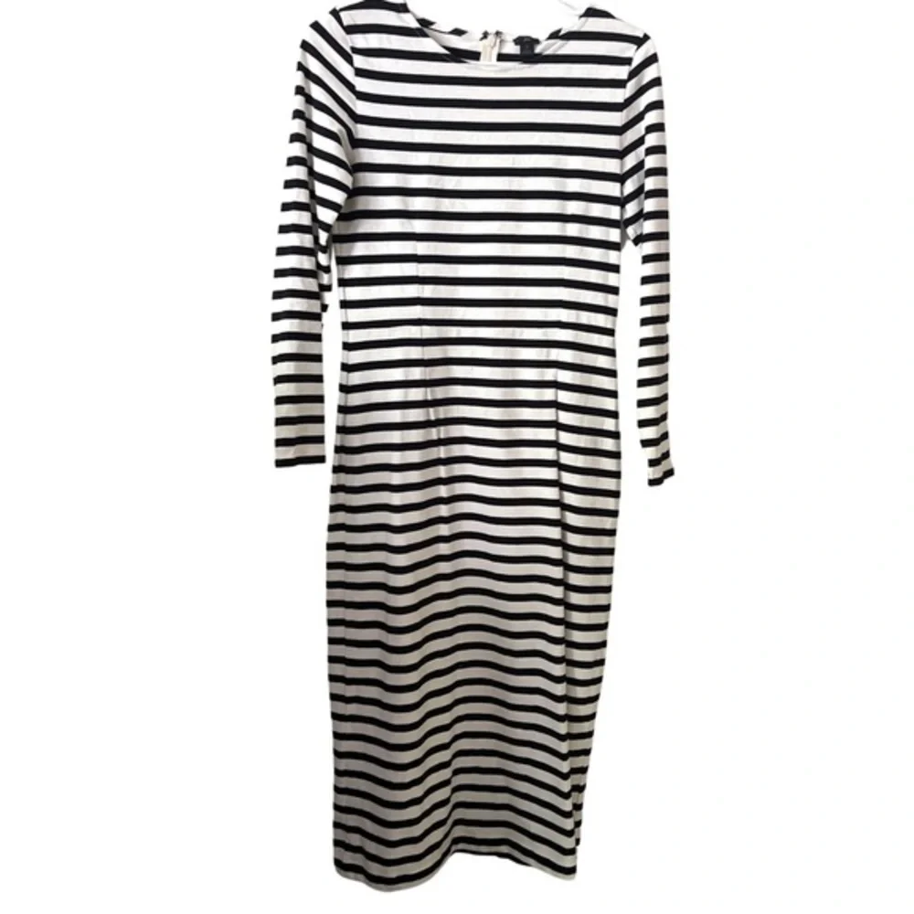 J. CREW Striped Long Sleeve Cotton MIDI Dress‎ Size 2 NWOT Summer Spring Soft